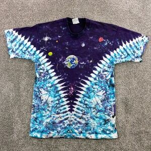 Vintage Liquid Blue Space Galaxy Shirt Mens Large Tie Dye Planet Earth White Tag